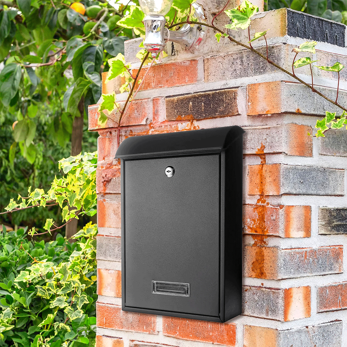 Kültéri postaláda, 400x270x118 mm, acél, grafit szín – 65.259