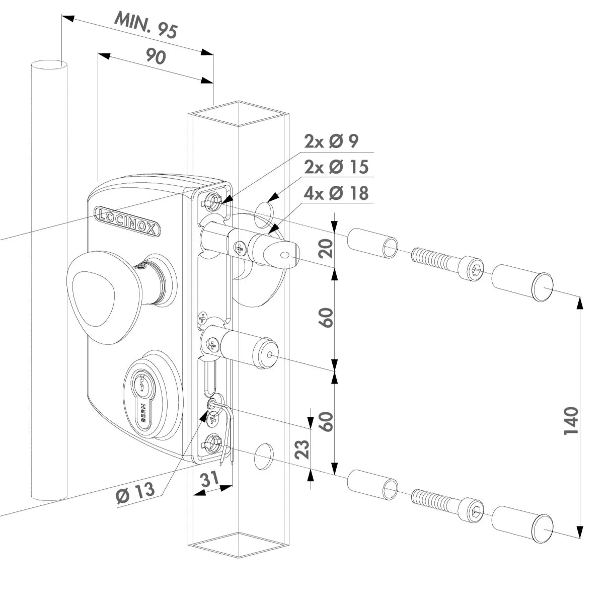 Rászerelhető elektromos zár kapuhoz, fail close, 12V AC/DC - LIKQU2 - 40-60