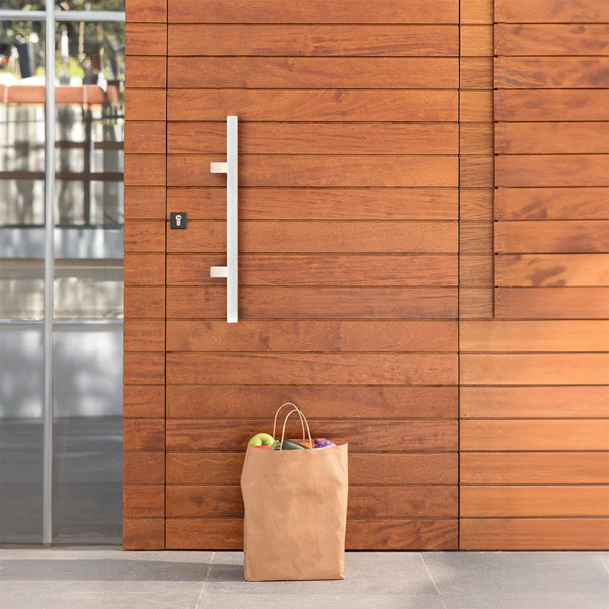 Rozsdamentes acél fogantyú szett, egyenes profil 40x20 mm, szatén szín, 45 fokos, 500 mm hosszú, furattávolság 300 mm – N64.PDP45500.4US