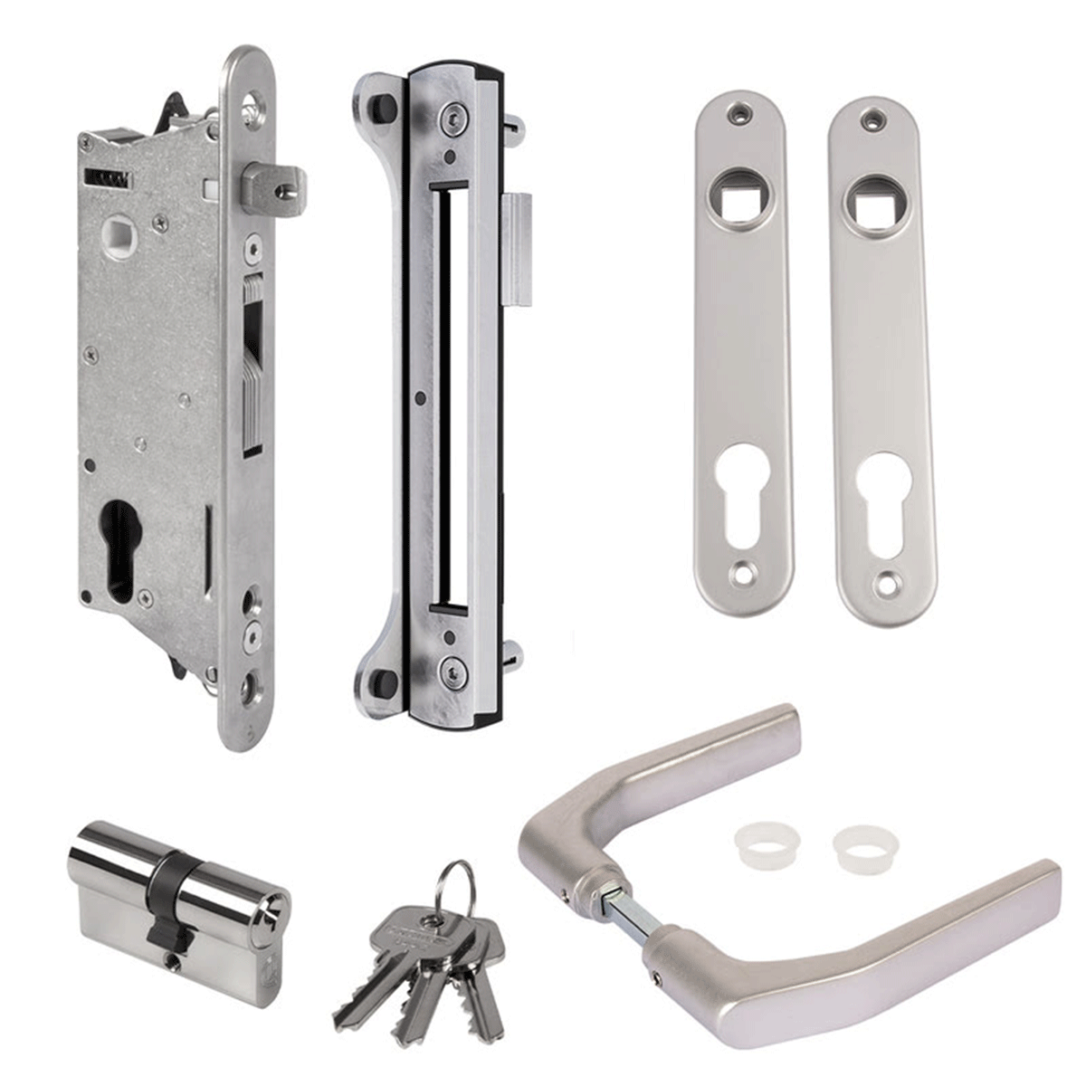 Rozsdamentes süllyesztett zárkészlet fémkapukhoz, minimum 60 mm-es profilhoz – SIXTYSET-60U-JA