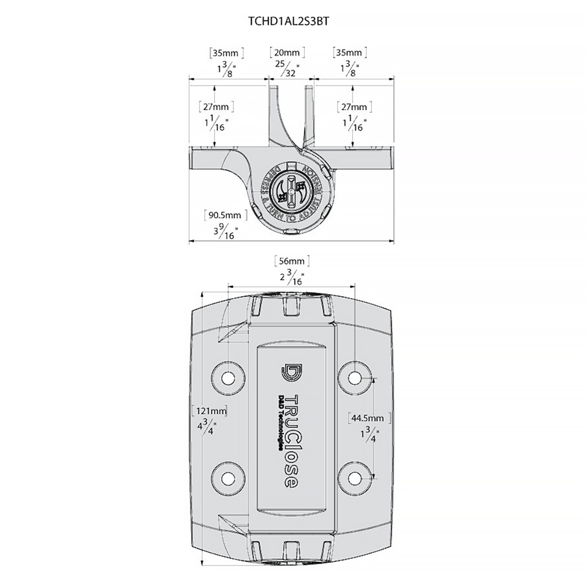 Önzáró zsanér szett fémkapukhoz, 21 mm / 70 kg – TruClose DD.TCHD1AL2S3BT