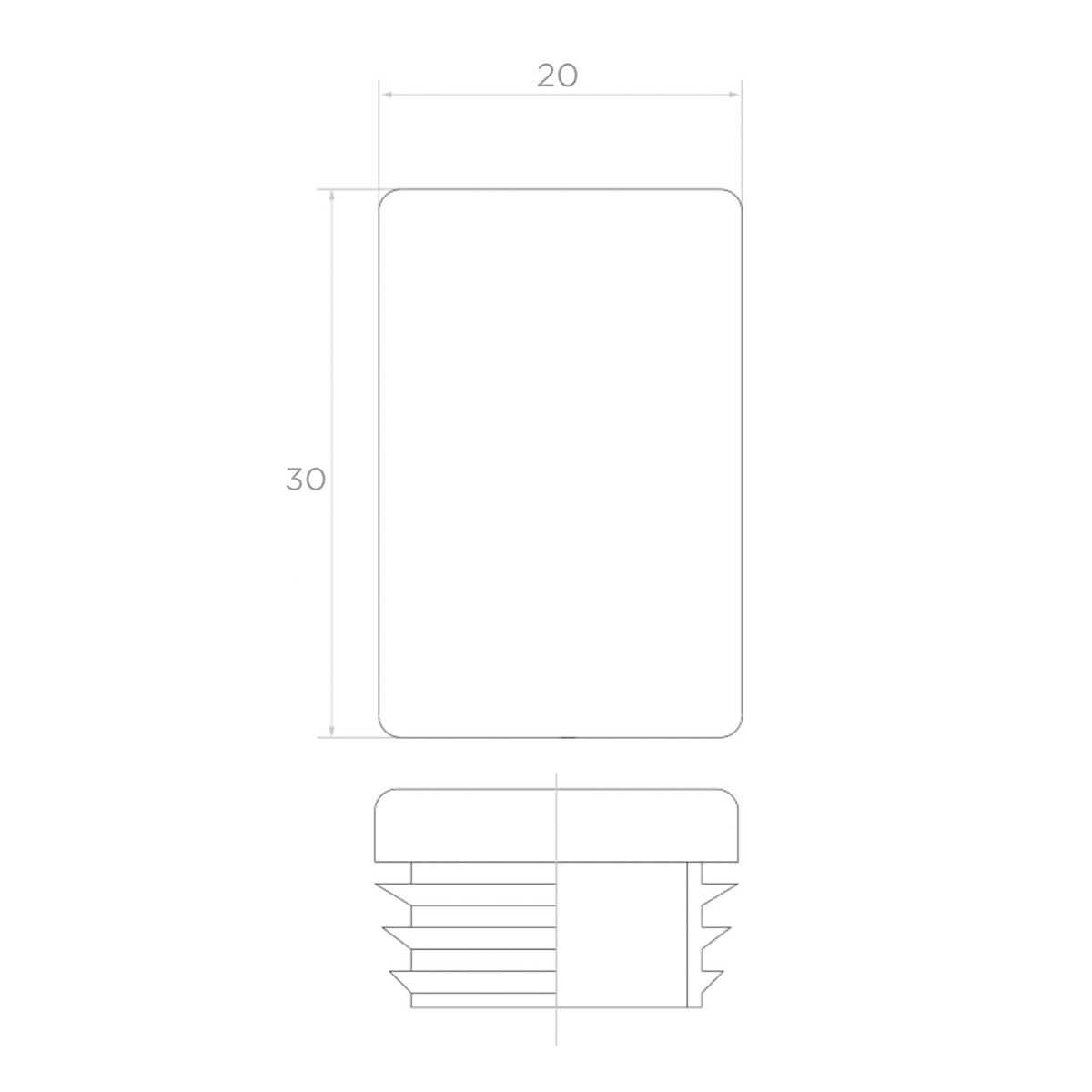 Műanyag zártszelvény kupak 20x30 mm-es téglalap profilhoz – ART.409