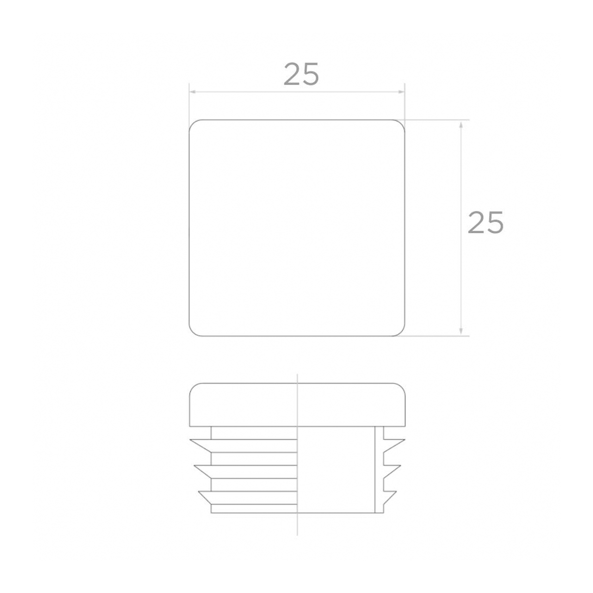 Műanyag zártszelvény kupak, 25x25 mm-es négyzetprofilhoz – ART.307