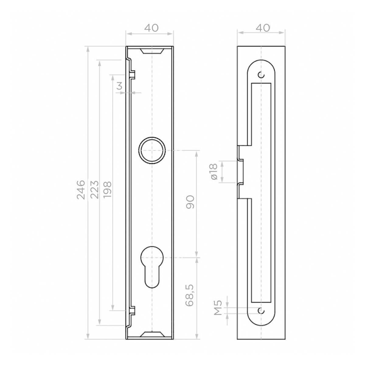 Fémház + süllyesztett zár 40x40 mm-es profilhoz – 63.228