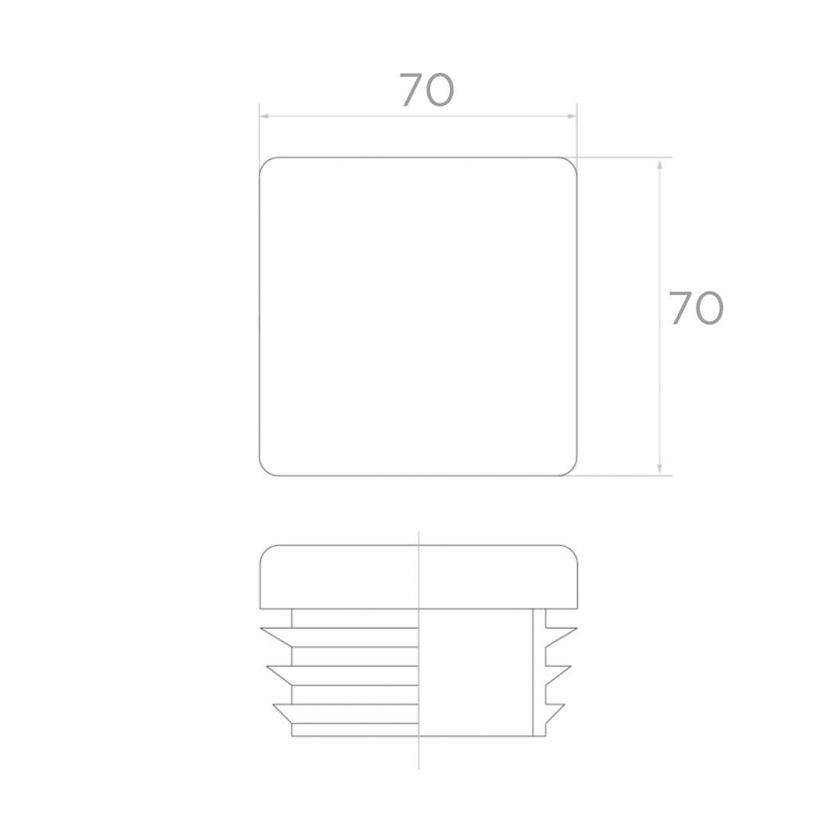 Műanyag zártszelvény kupak 70x70 mm-es négyzetprofilhoz – ART.318