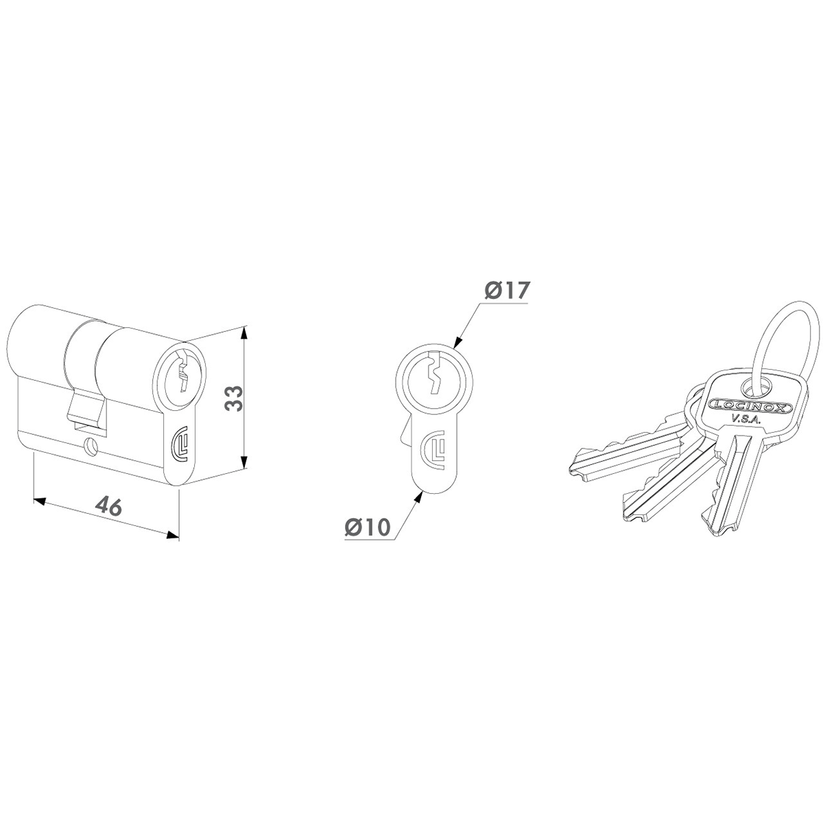 Zárbetét 3 kulccsal – Locinox