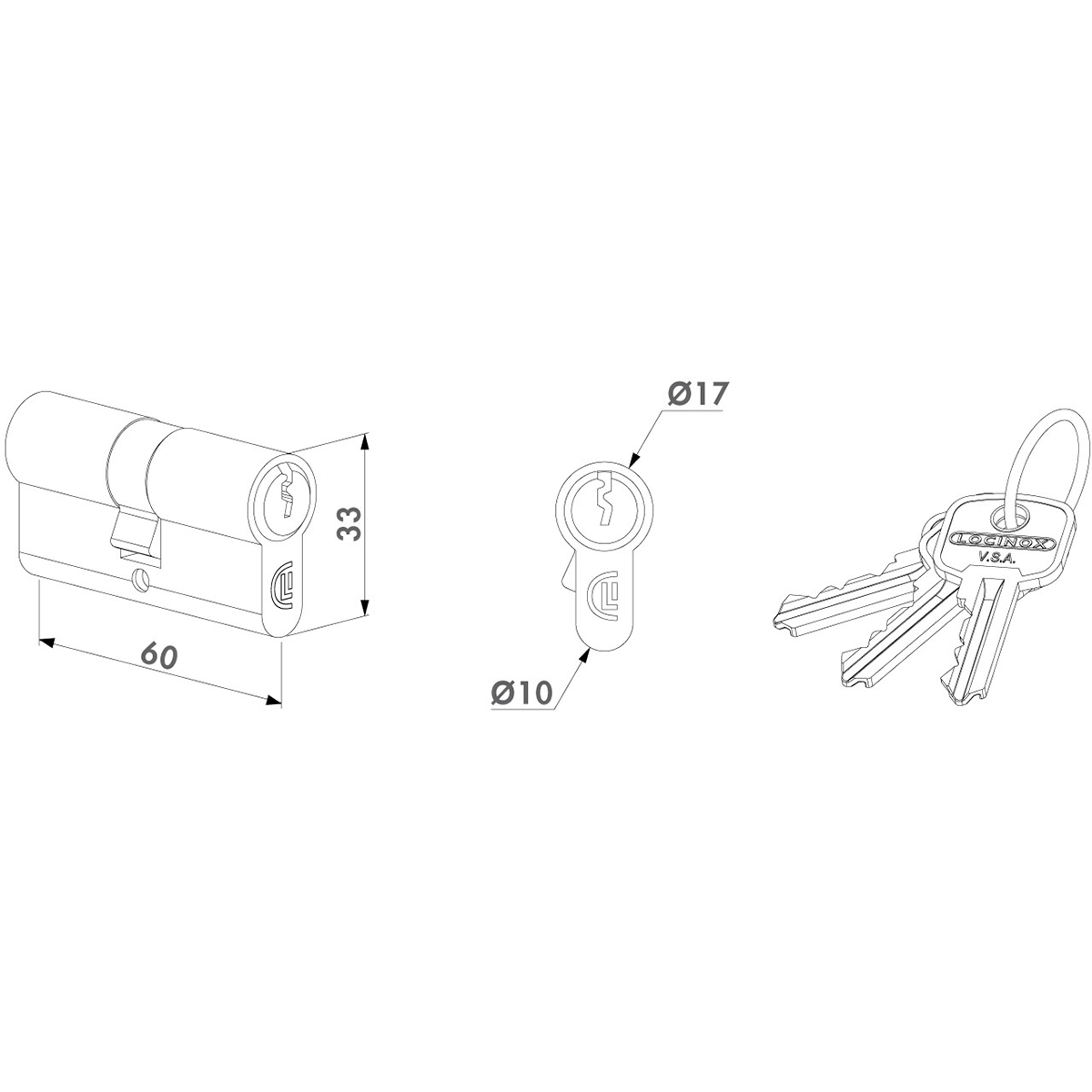 Zárbetét 3 kulccsal – Locinox