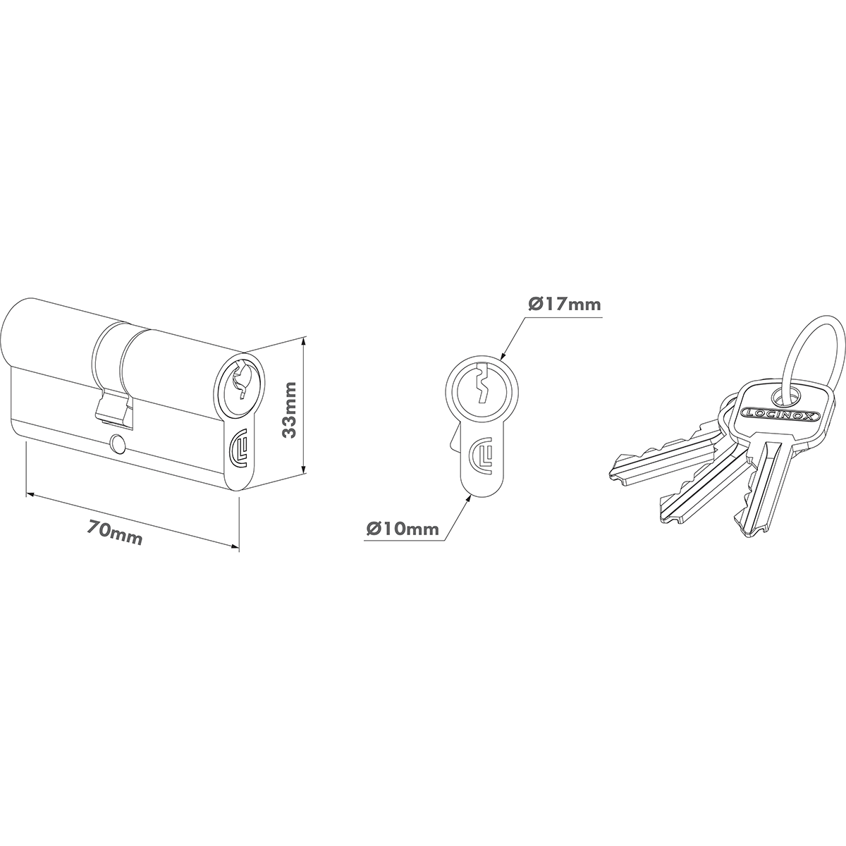 Zárbetét 3 kulccsal – Locinox