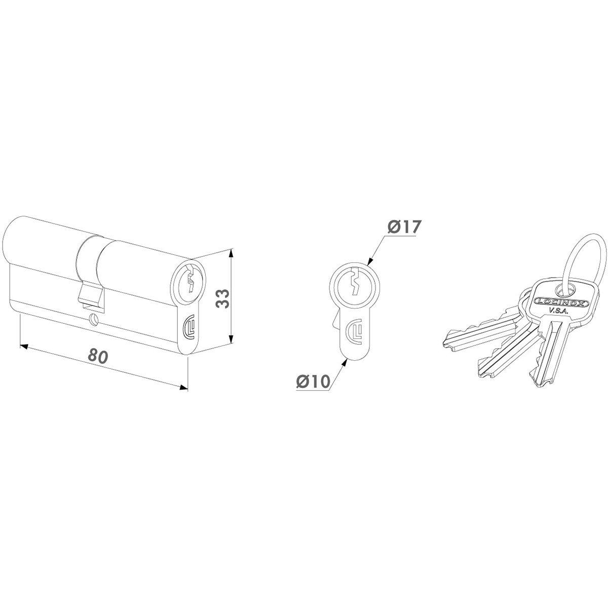 Zárbetét 3 kulccsal – Locinox