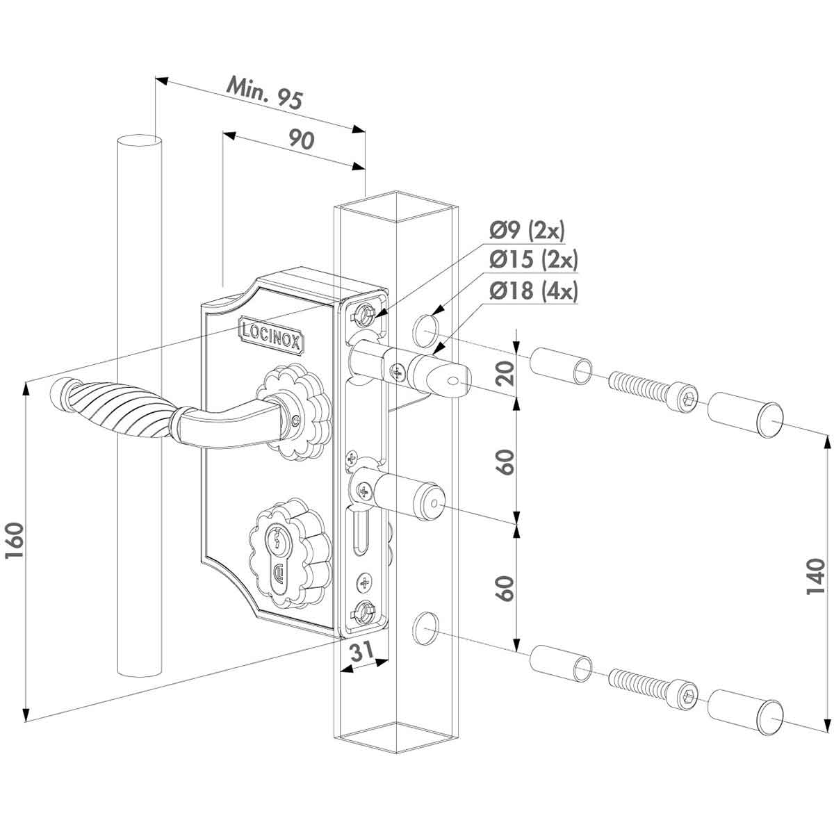 Rászerelhető kapuzár 40–60 mm-es profilhoz – LAKQ H2