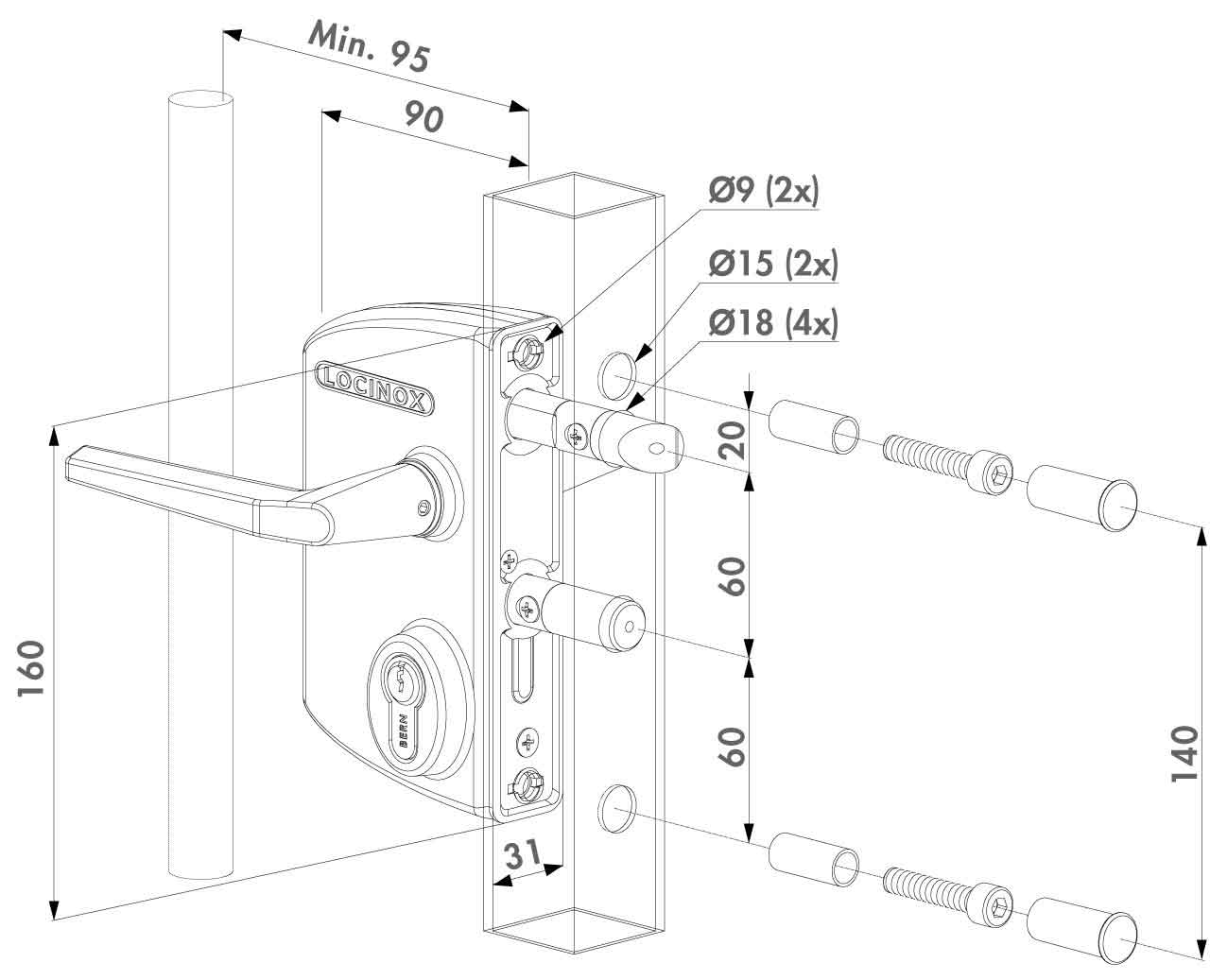 Rászerelhető kapuzár, 60–80 mm-es profilhoz – LAKQ U2