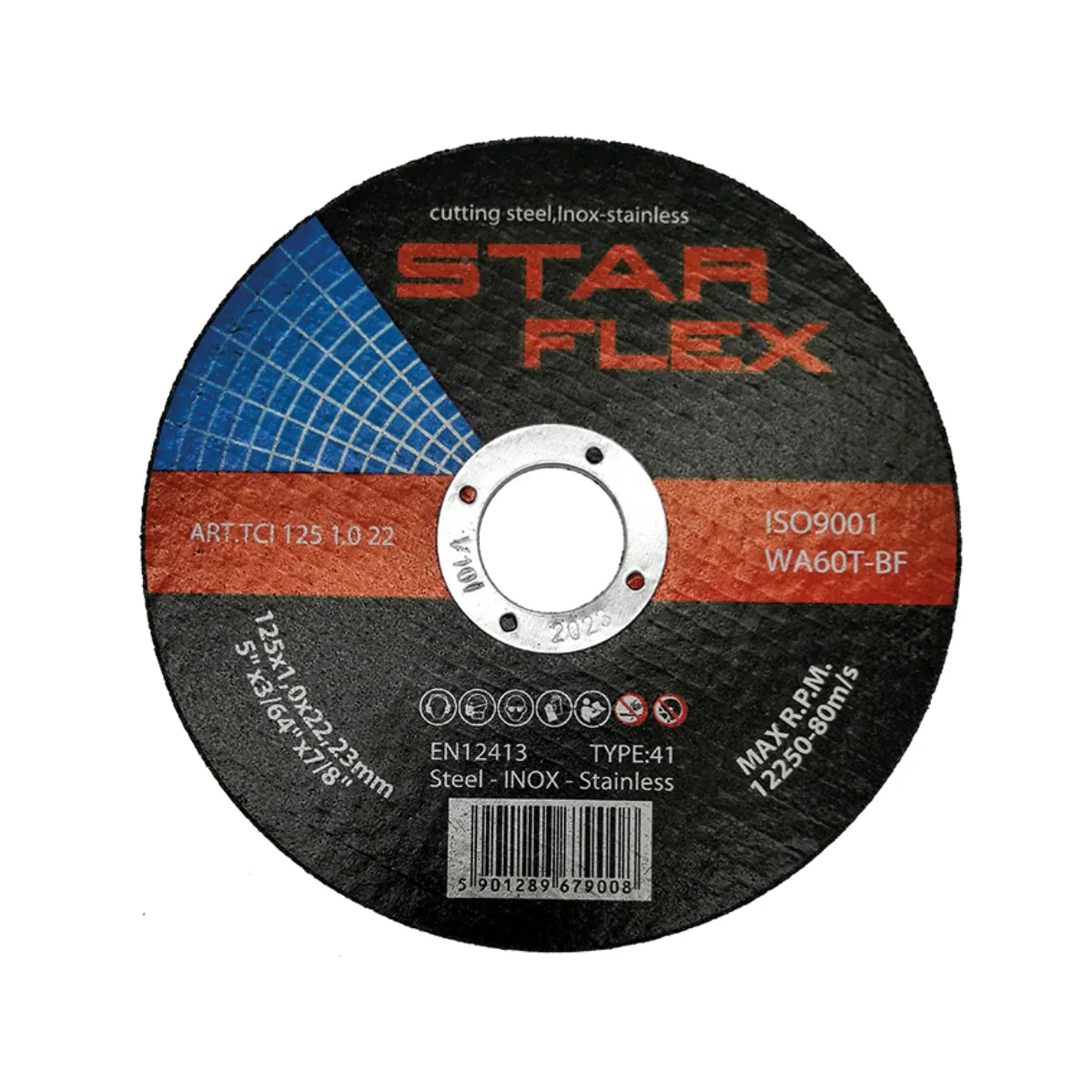 Fém és rozsdamentes acél vágókorong T41 – 125 × 1,0 × 22,23 mm | Star Flex