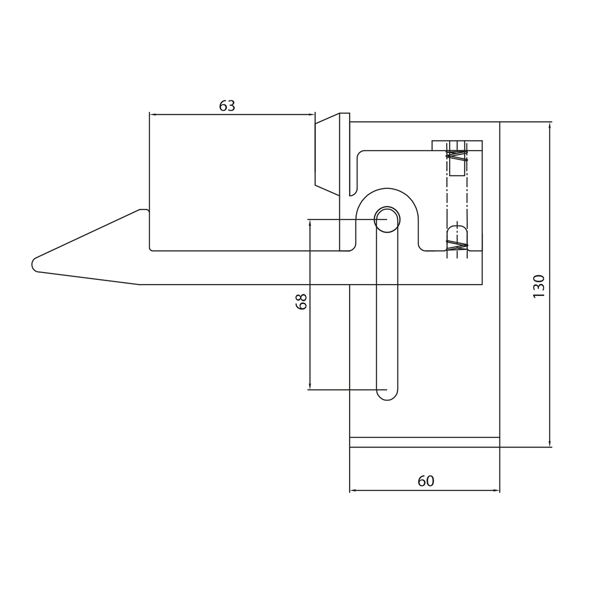 Kapukitámasztó, horganyzott, 60 mm hosszú – 61.099.60