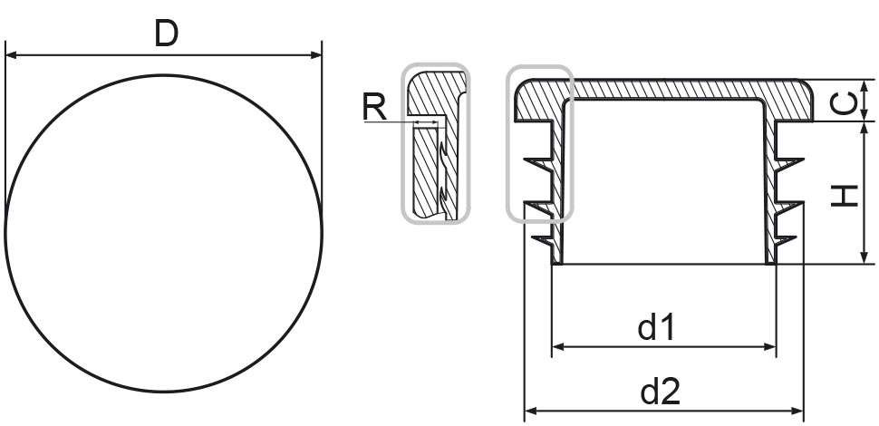 Műanyag kupak 90 mm-es körprofilhoz – ART.521